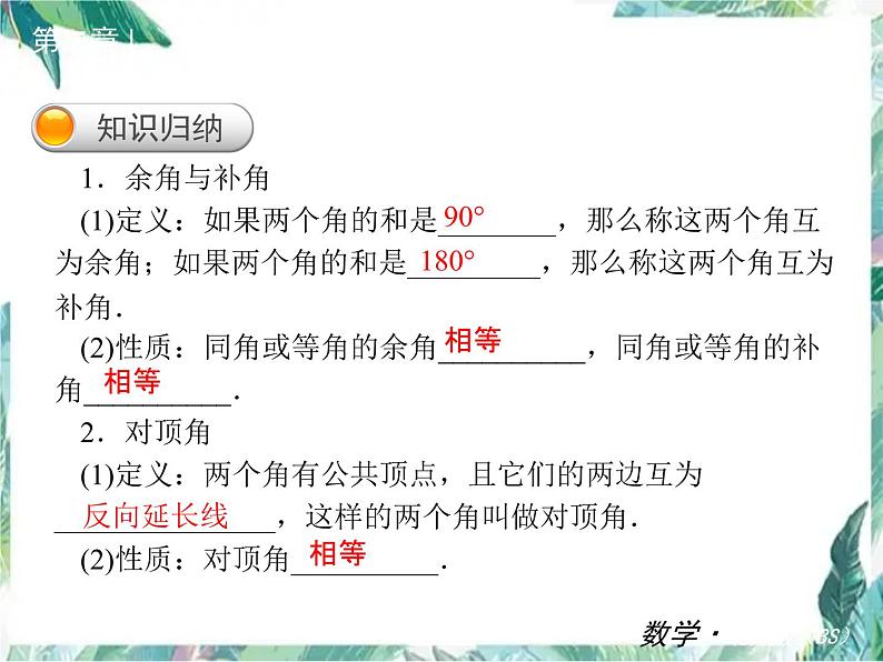 第二章相交线与平行线复习课件-2021-2022学年北师大版数学七年级下册04