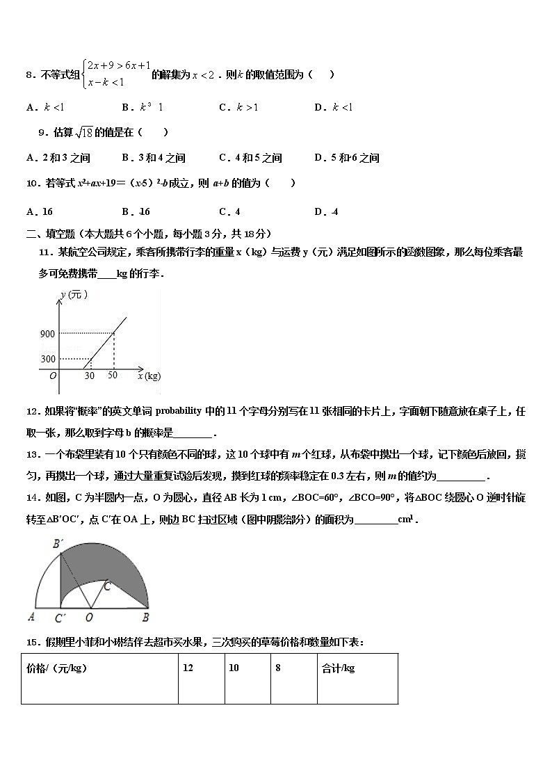 2021-2022学年广西壮族自治区南宁市兴宁区初中数学毕业考试模拟冲刺卷含解析03