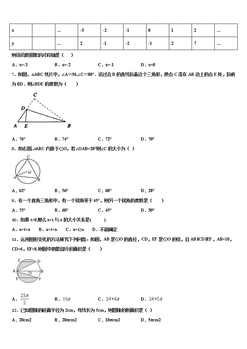 2021-2022学年广东省惠州市龙门县中考四模数学试题含解析第2页