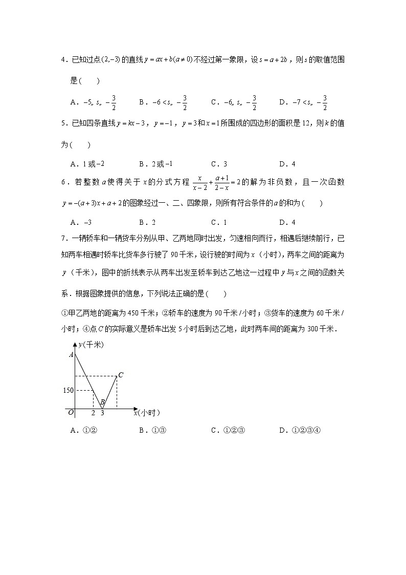 专题01  一次函数综合运用（原卷版）第2页