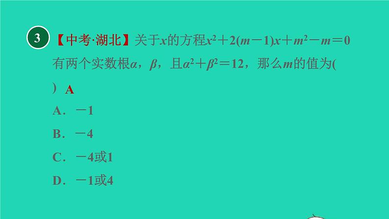 沪科版八年级数学下册第17章一元二次方程17.4一元二次方程的根与系数的关系目标二含有字母系数的一元二次方程的根与系数的关系习题课件05