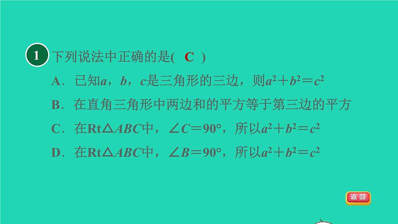 沪科版八年级数学下册第18章勾股定理18.1勾股定理18.1.1目标一勾股定理习题课件03