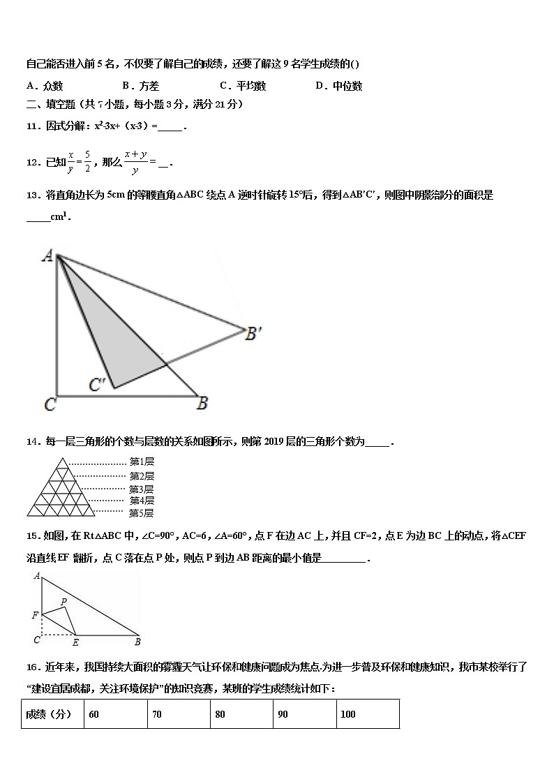 2021-2022学年河北省张家口市宣化县达标名校中考二模数学试题含解析03