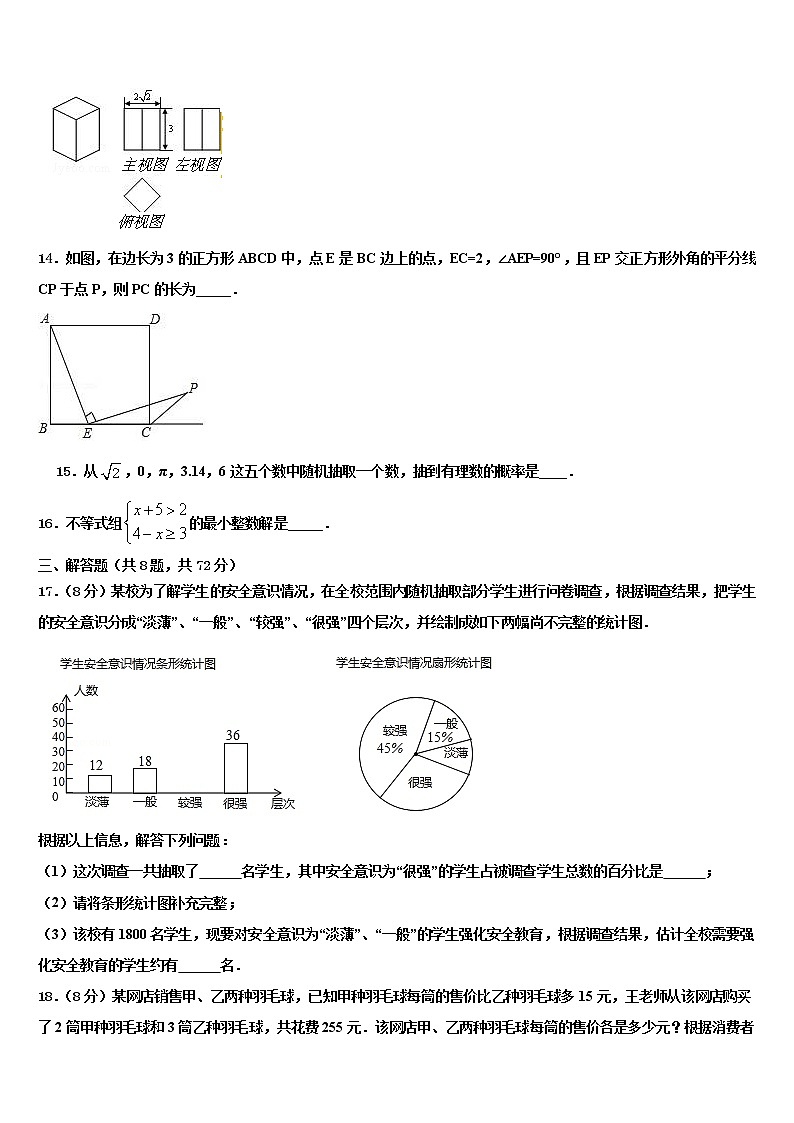 2021-2022学年河北省石家庄市元氏县重点名校中考数学模拟预测试卷含解析03