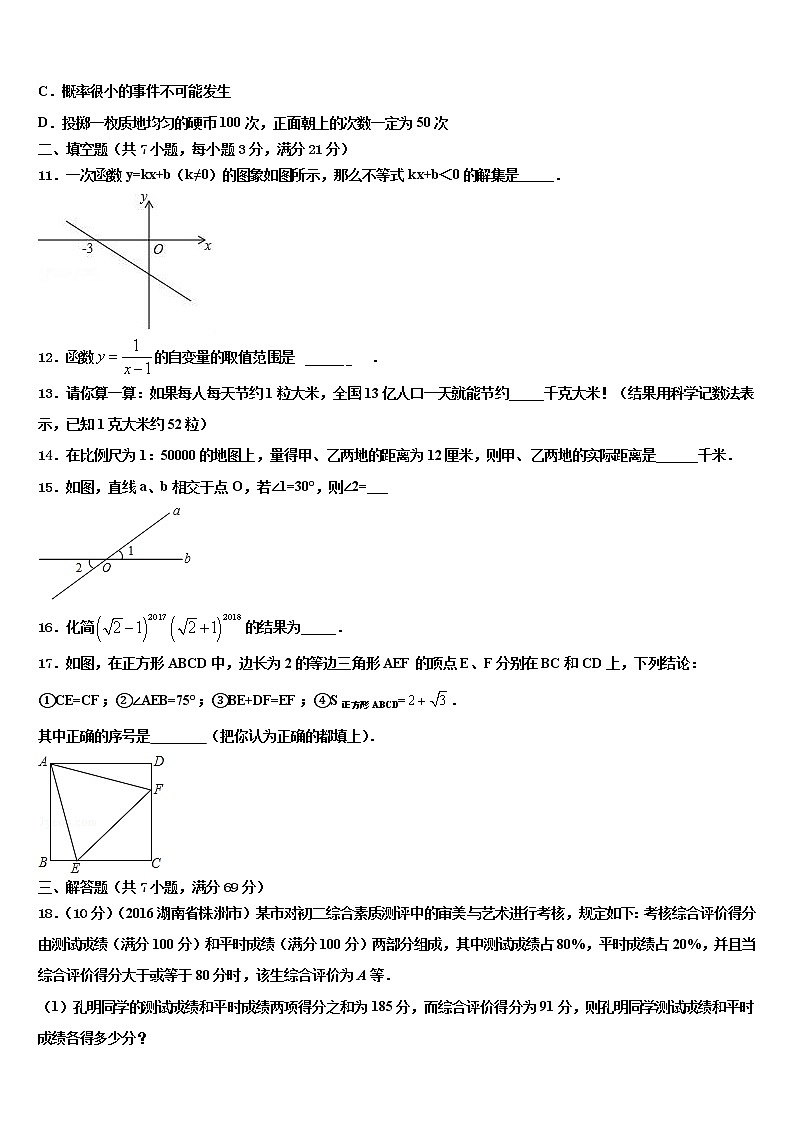2021-2022学年河北省滦南县重点名校中考二模数学试题含解析03