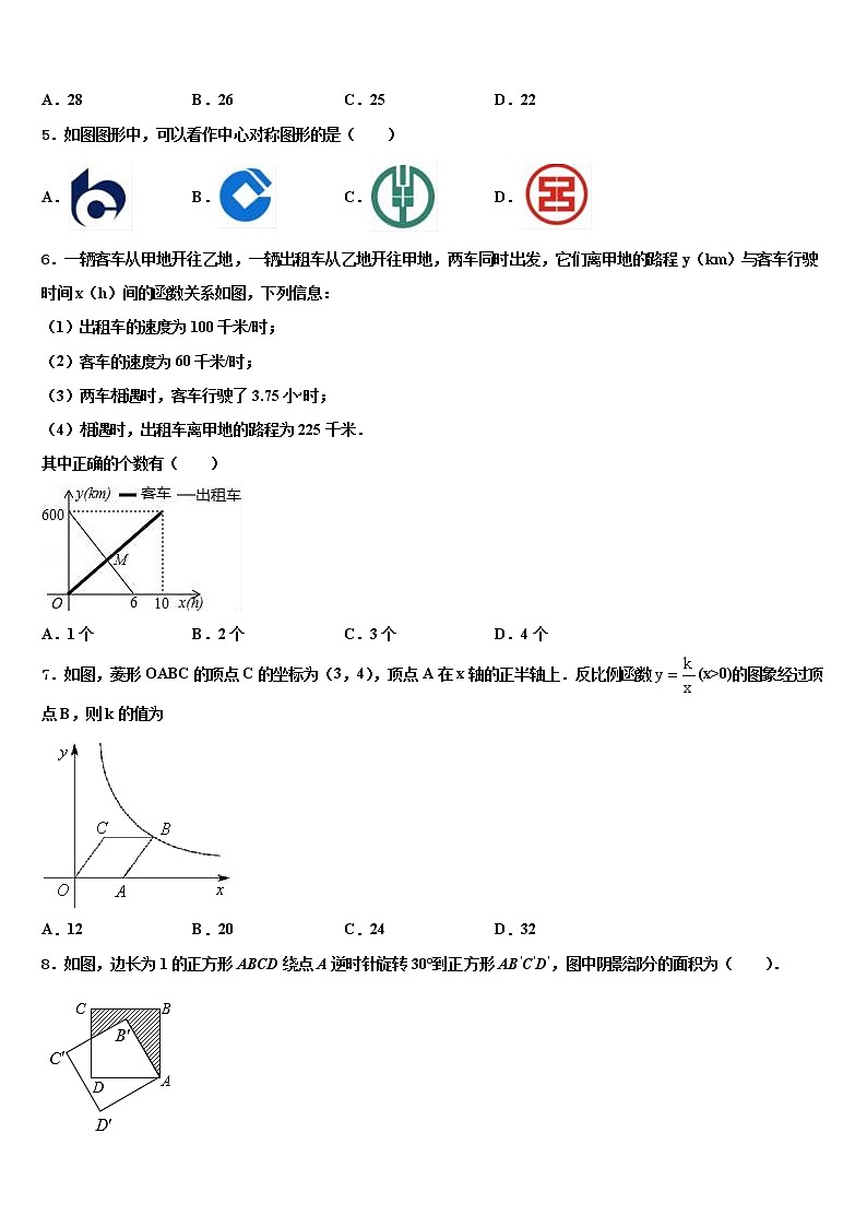 2021-2022学年湖北省黄石市协作体中考数学模拟试题含解析第2页