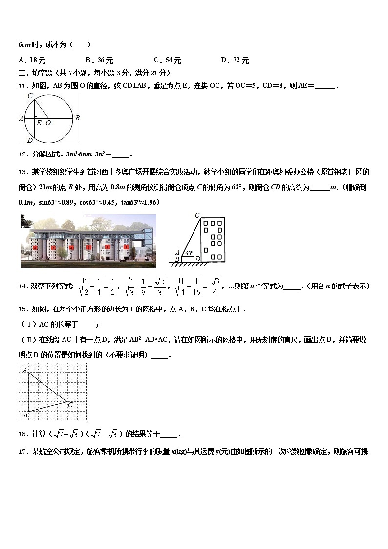 2021-2022学年吉林省长春市农安县市级名校中考数学对点突破模拟试卷含解析03