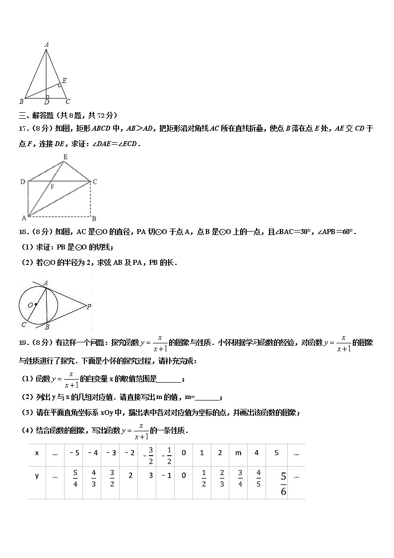 2021-2022学年吉林省长春市德惠三中学中考数学模试卷含解析03