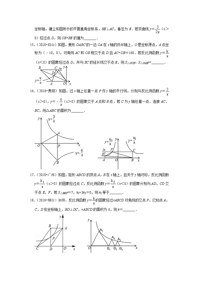 反比例函数图像和性质（填空题）第3页
