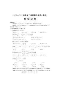 河南省洛阳市嵩县2021-2022学年七年级下学期期中考试数学试题（含答案）