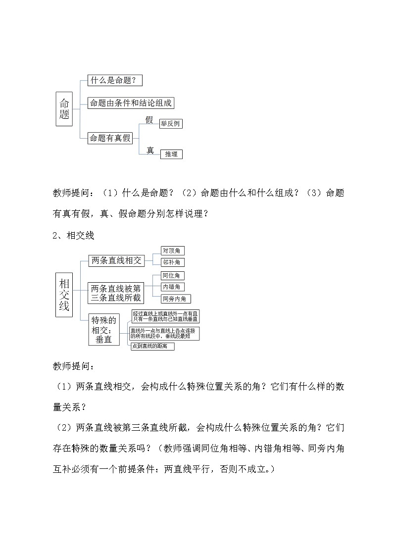 冀教版七年级下册数学 7.7相交线与平行线 回顾与反思 教案03