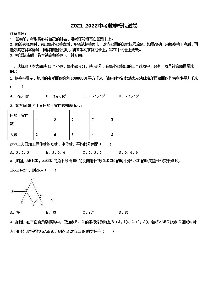 2021-2022学年江苏省徐州邳州市重点中学中考冲刺卷数学试题含解析01