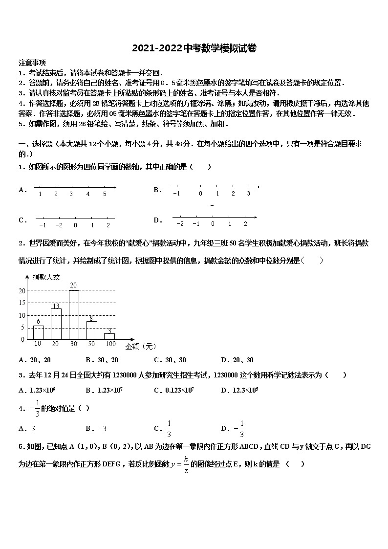 2021-2022学年山东省济南市槐荫区重点达标名校中考数学仿真试卷含解析第1页