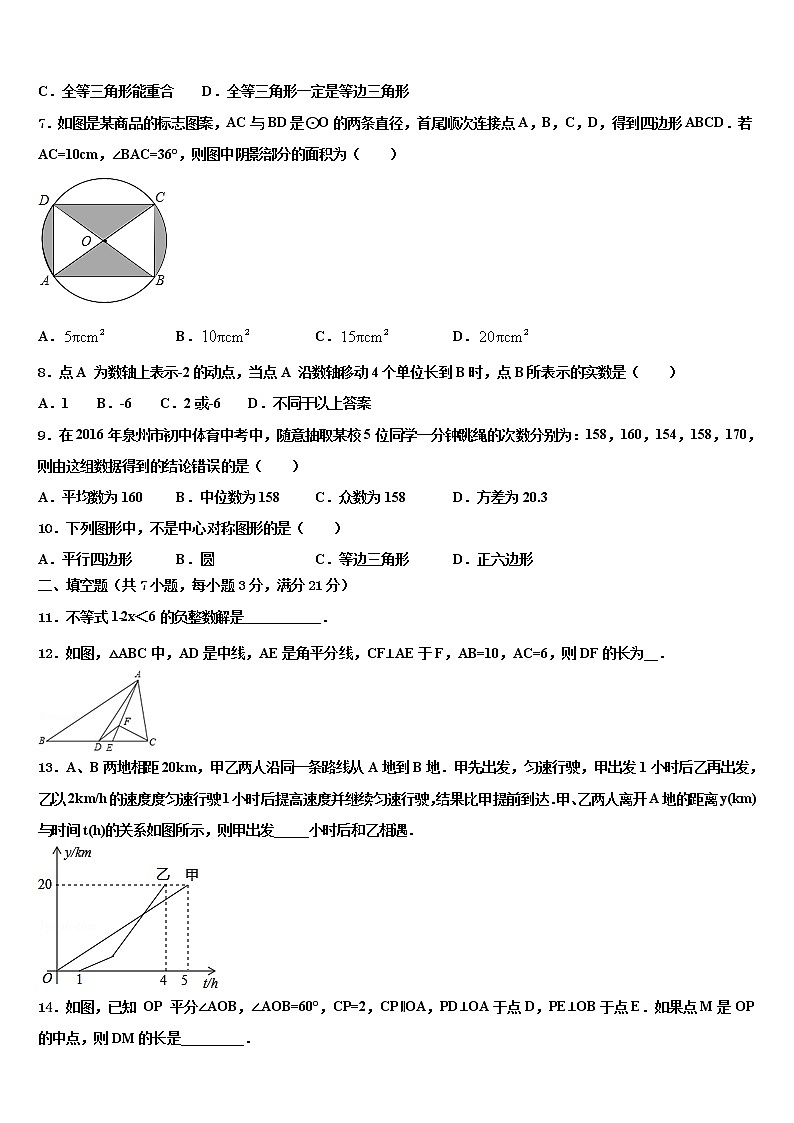2021-2022学年陕西省宝鸡凤翔县联考中考适应性考试数学试题含解析第2页