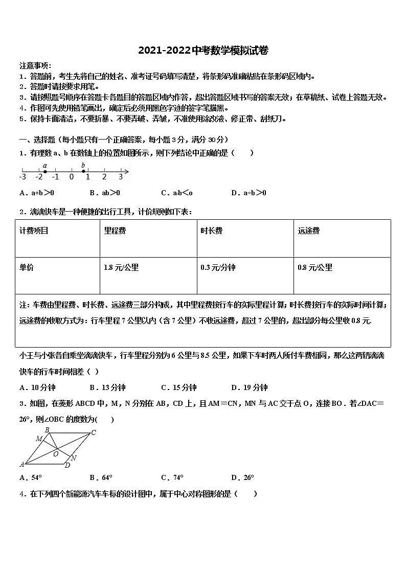 2021-2022学年四川省仁寿一中学中考适应性考试数学试题含解析第1页