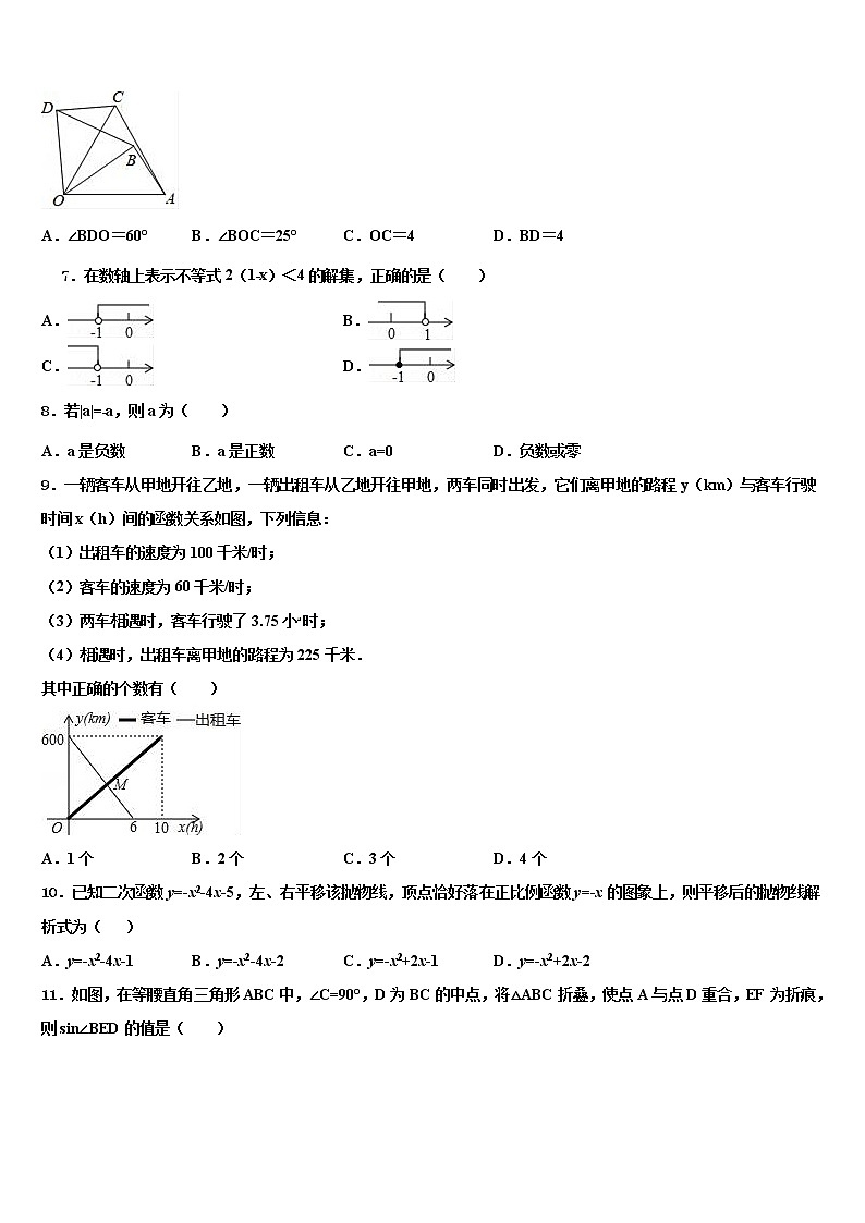 2021-2022学年浙江省台州市重点达标名校中考试题猜想数学试卷含解析第2页