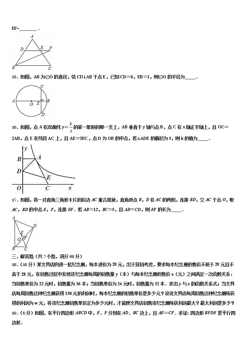 2022届海南省琼海市市级名校中考一模数学试题含解析03