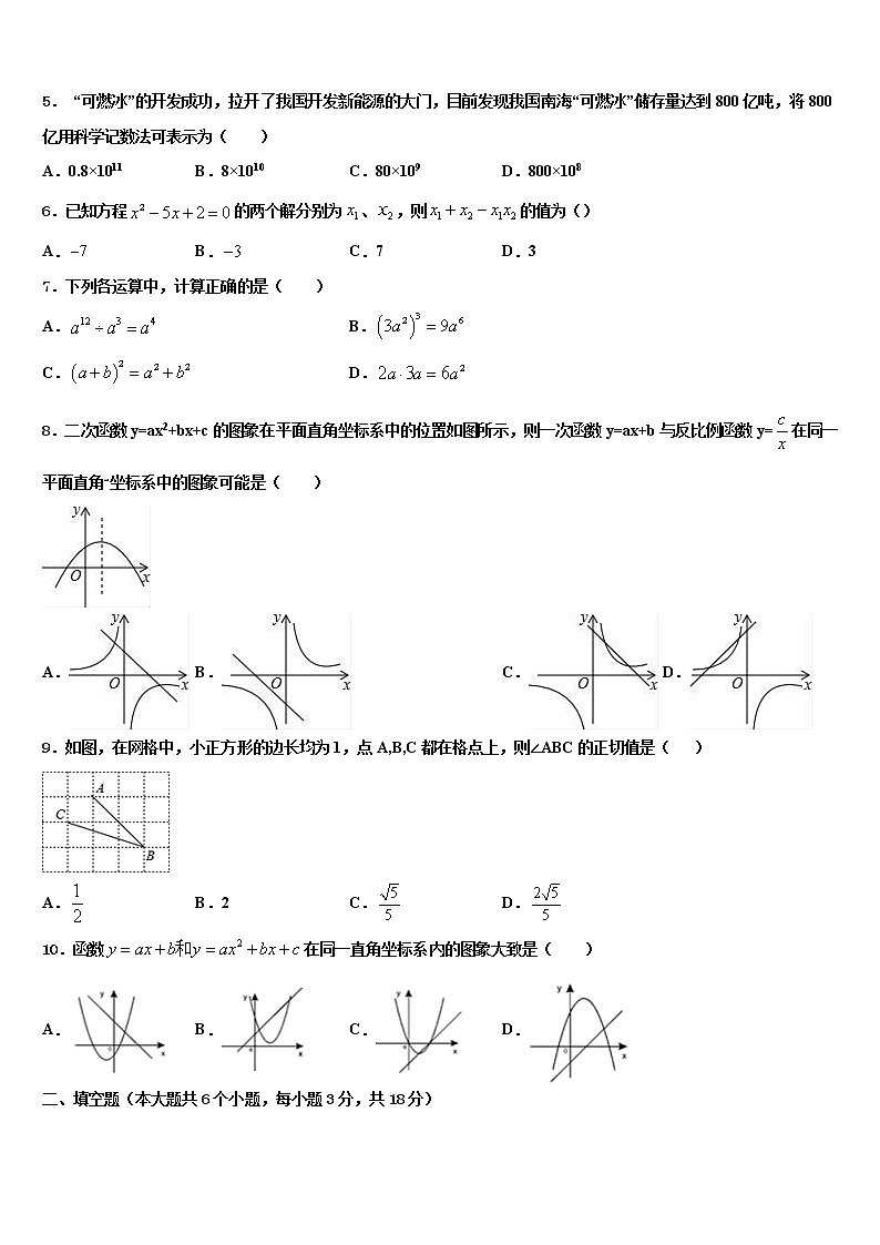 2022届湖南省株洲市攸县重点名校中考数学模试卷含解析第2页