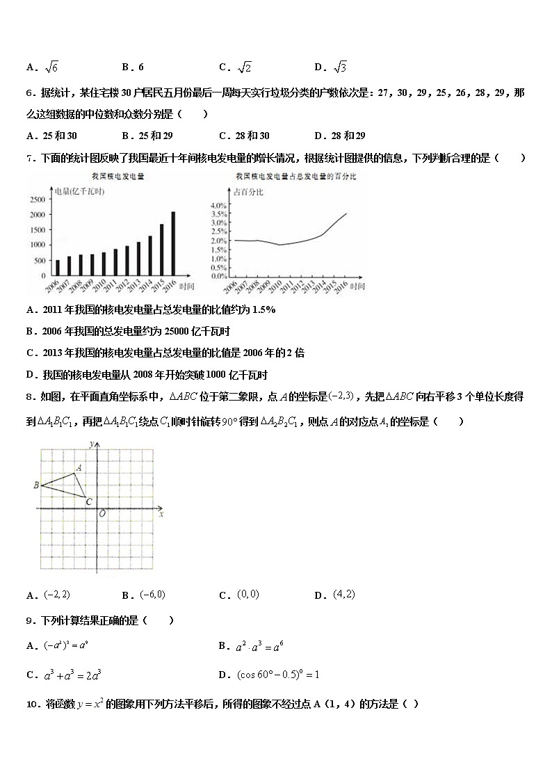 2022届江苏省淮安市涟水县中考数学模试卷含解析02