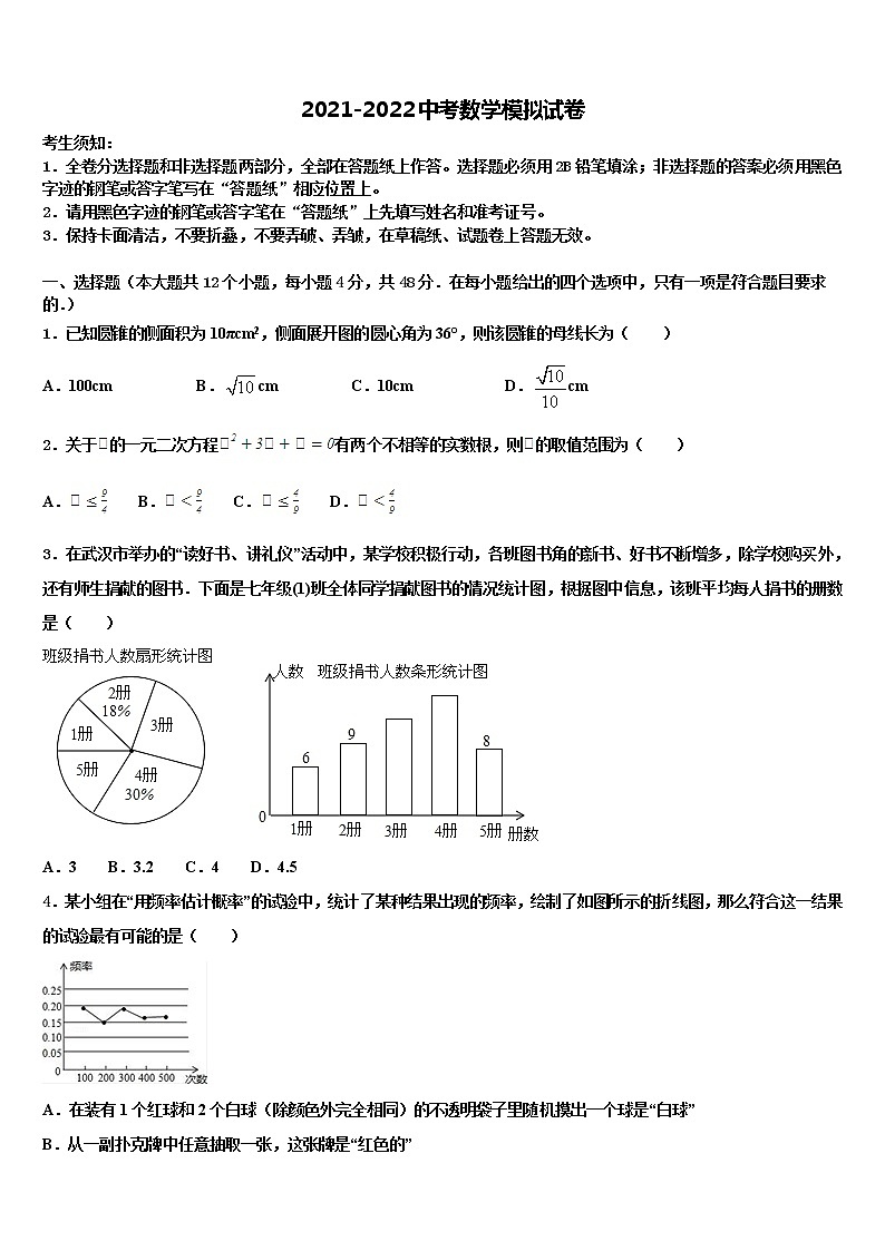 2022届湖南长沙市南雅中学中考三模数学试题含解析01