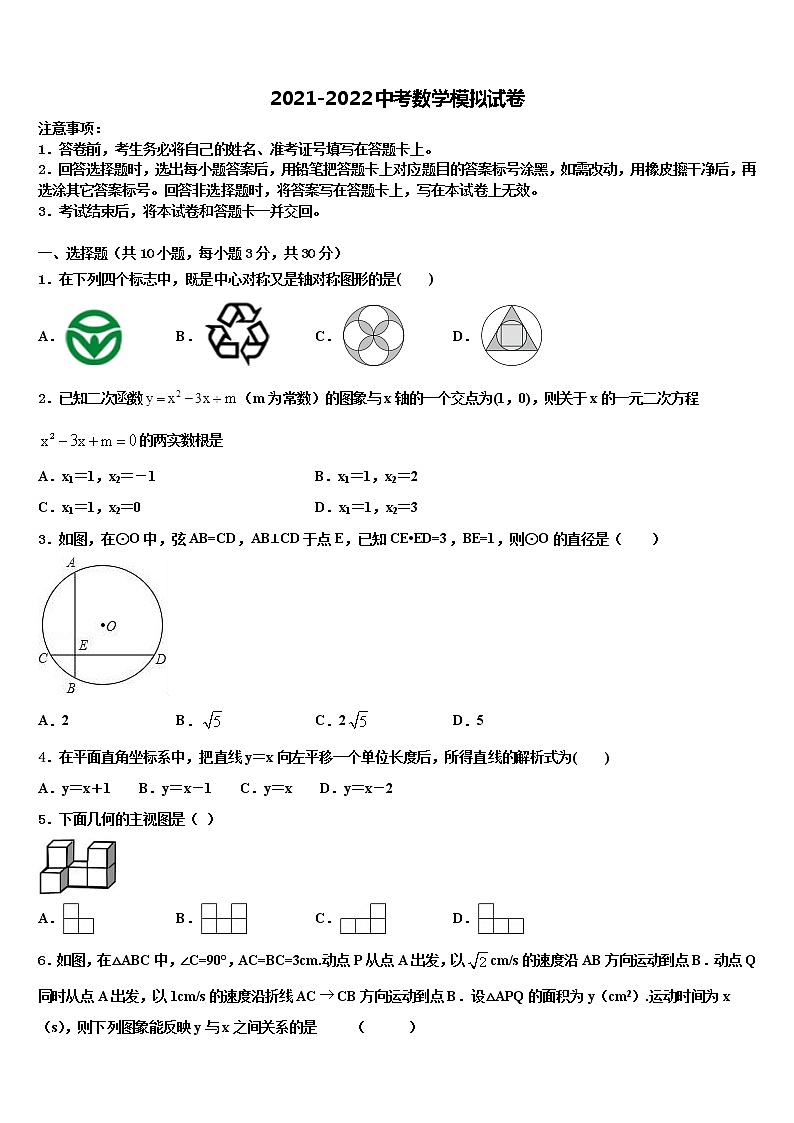 2022届黑龙江省鸡西市鸡东县中考数学模拟预测题含解析01