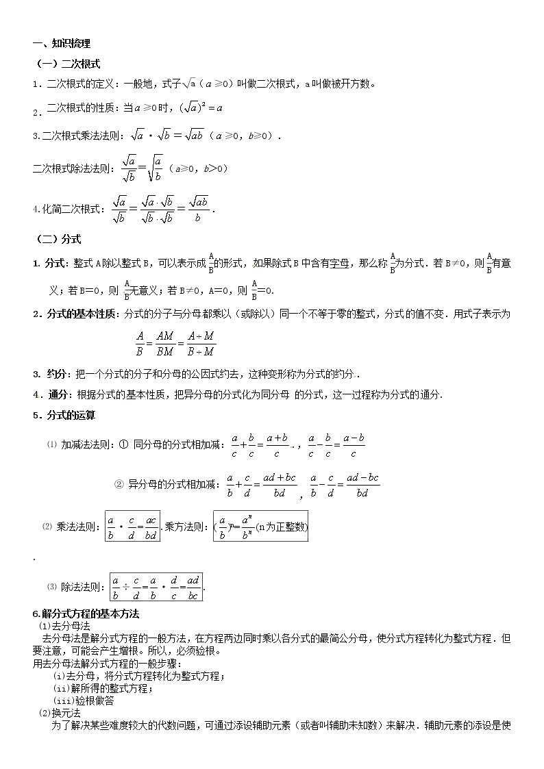 初二综合复习二次根式、分式、中心对称图形（中下）无答案学案01