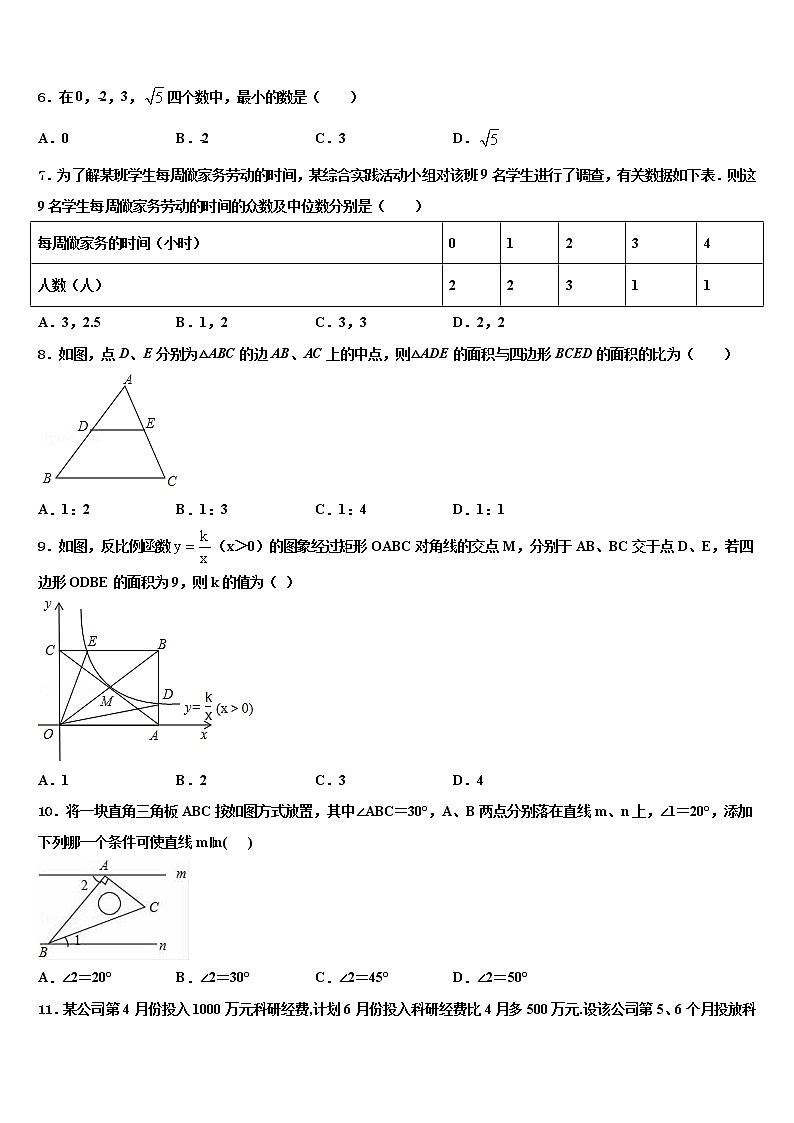 2022届辽宁省葫芦岛市重点中学中考数学押题试卷含解析02