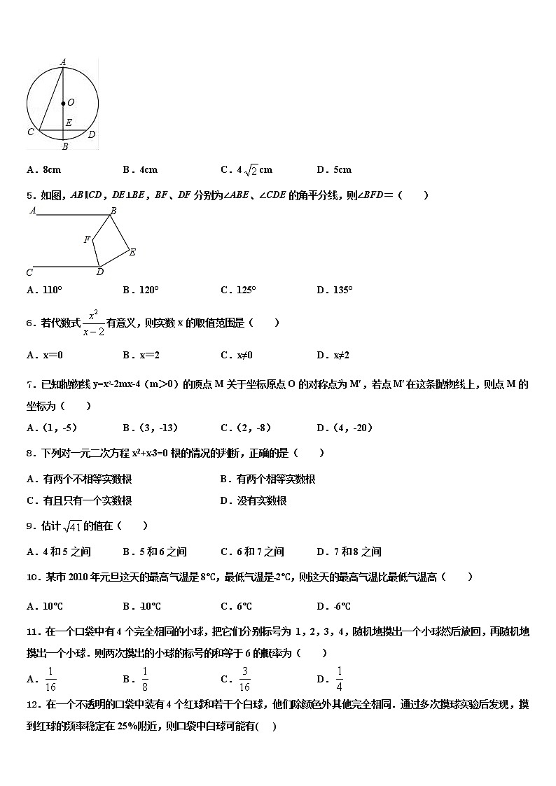 2022届山东省威海市荣成市中考试题猜想数学试卷含解析第2页