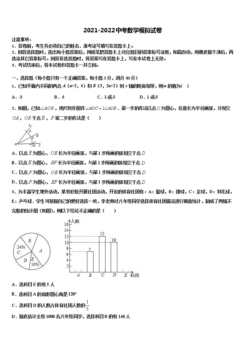 2022届四川省简阳市镇金区市级名校中考数学考前最后一卷含解析01