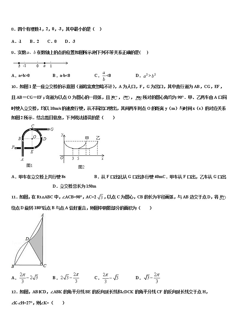 2022届陕西省榆林市一中学分校中考数学猜题卷含解析02