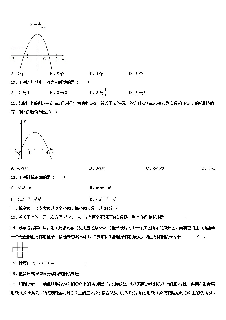 2022年安徽省阜阳市颍上县重点达标名校中考数学模拟预测试卷含解析03