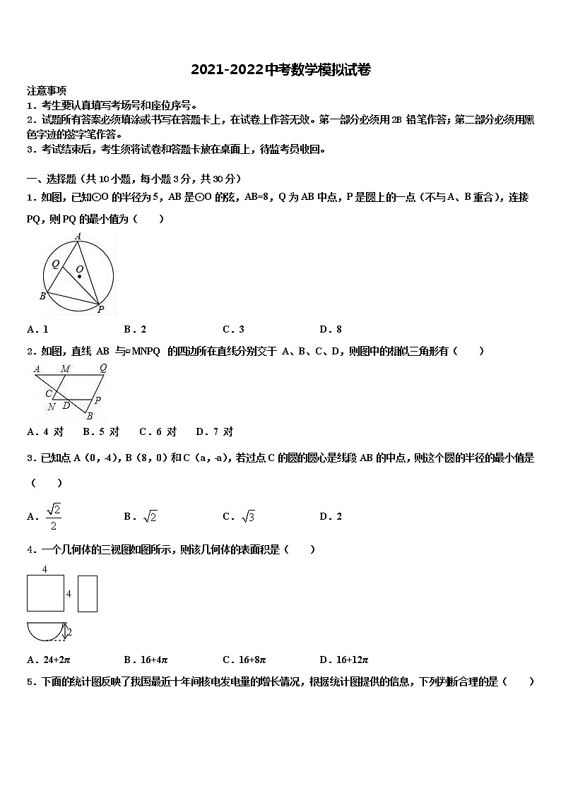 2022年安徽省阜阳市重点中学毕业升学考试模拟卷数学卷含解析第1页