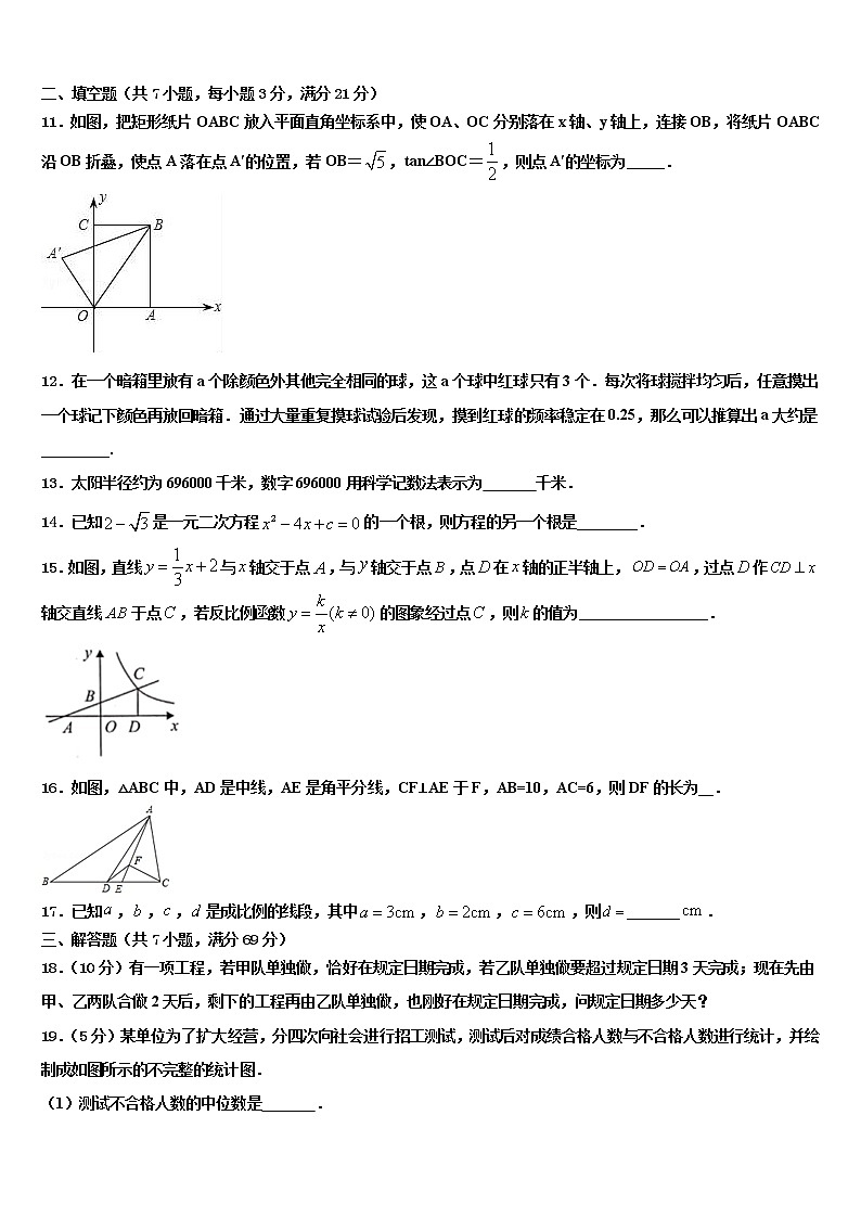 2022年安徽省蚌埠局属中考三模数学试题含解析03