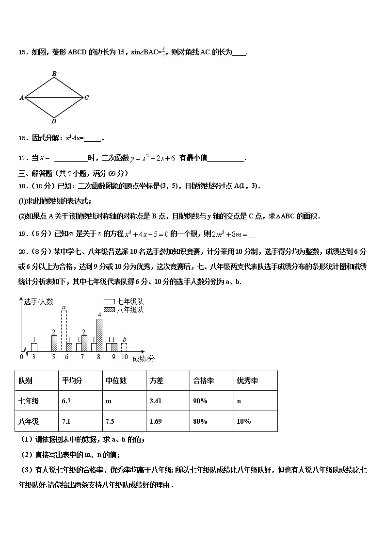 2022届浙江省嘉兴重点中学中考一模数学试题含解析第3页