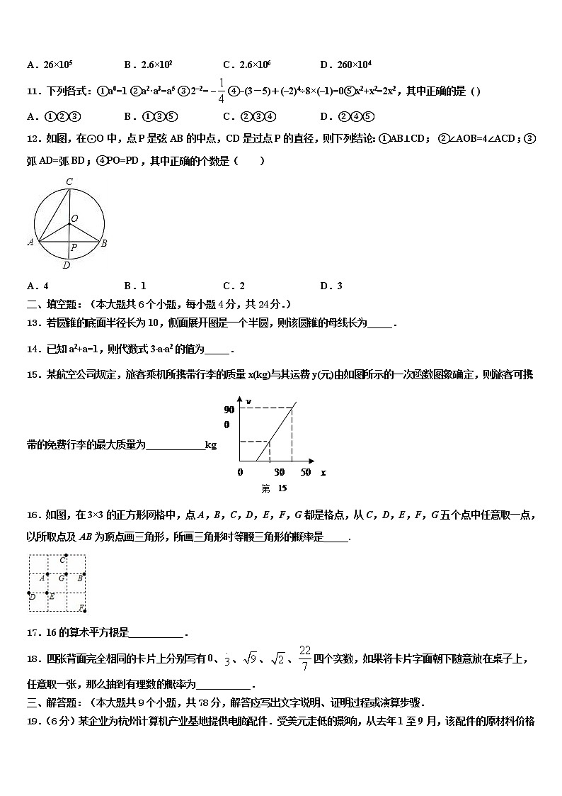 2022年安徽省桐城市黄岗中考数学模拟预测试卷含解析03