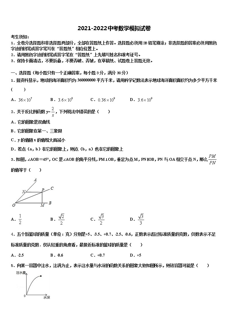 2022年黑龙江省哈尔滨阿城区六校联考中考冲刺卷数学试题含解析第1页