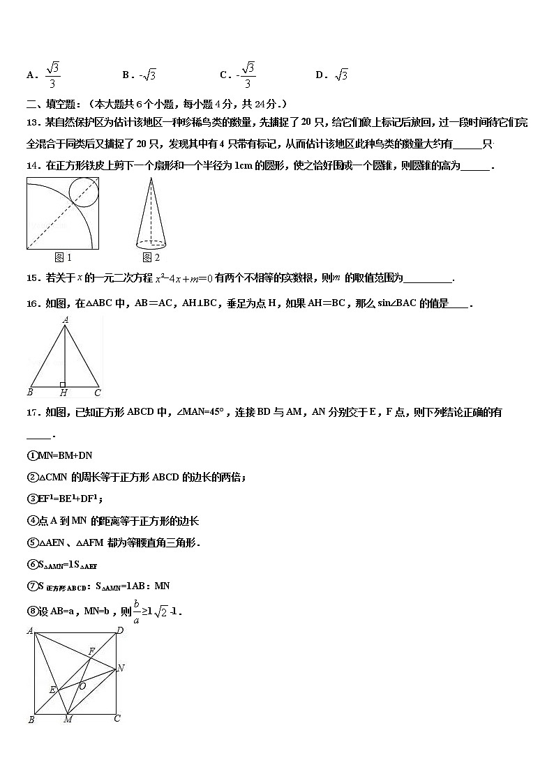 2022年湖北省宜昌市当阳市中考五模数学试题含解析第3页