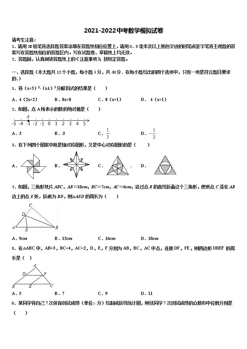 2022年吉林省伊通满族自治县联考中考数学猜题卷含解析第1页