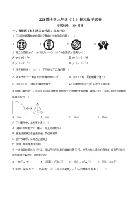 2020-2021学年新疆生产建设兵团第二师二二三团中学九年级上学期期末数学试卷（原卷版）人教版