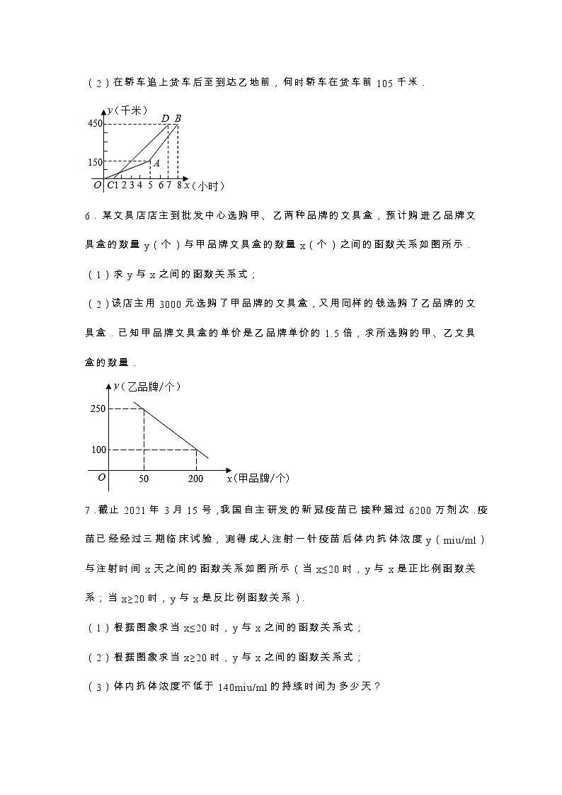 青岛2021_2022学年数学中考复习—函数应用第3页