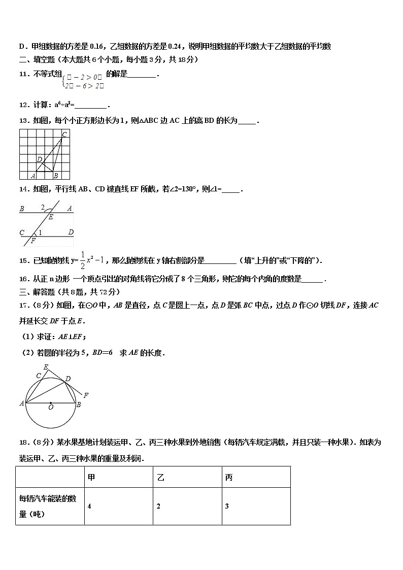 2022年浙江省湖州市十一中重点中学中考数学最后冲刺浓缩精华卷含解析第3页