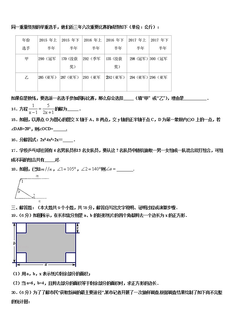 2022年云南省弥勒市达标名校中考押题数学预测卷含解析03