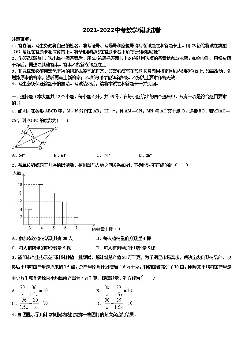 成都市金堂县金龙中学2022年中考数学模拟精编试卷含解析01