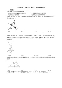 初中数学苏科版八年级上册2.4 线段、角的轴对称性练习题