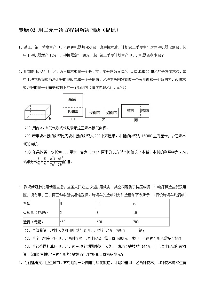 专题02 用二元一次方程组解决问题（培优） （学生版）第1页