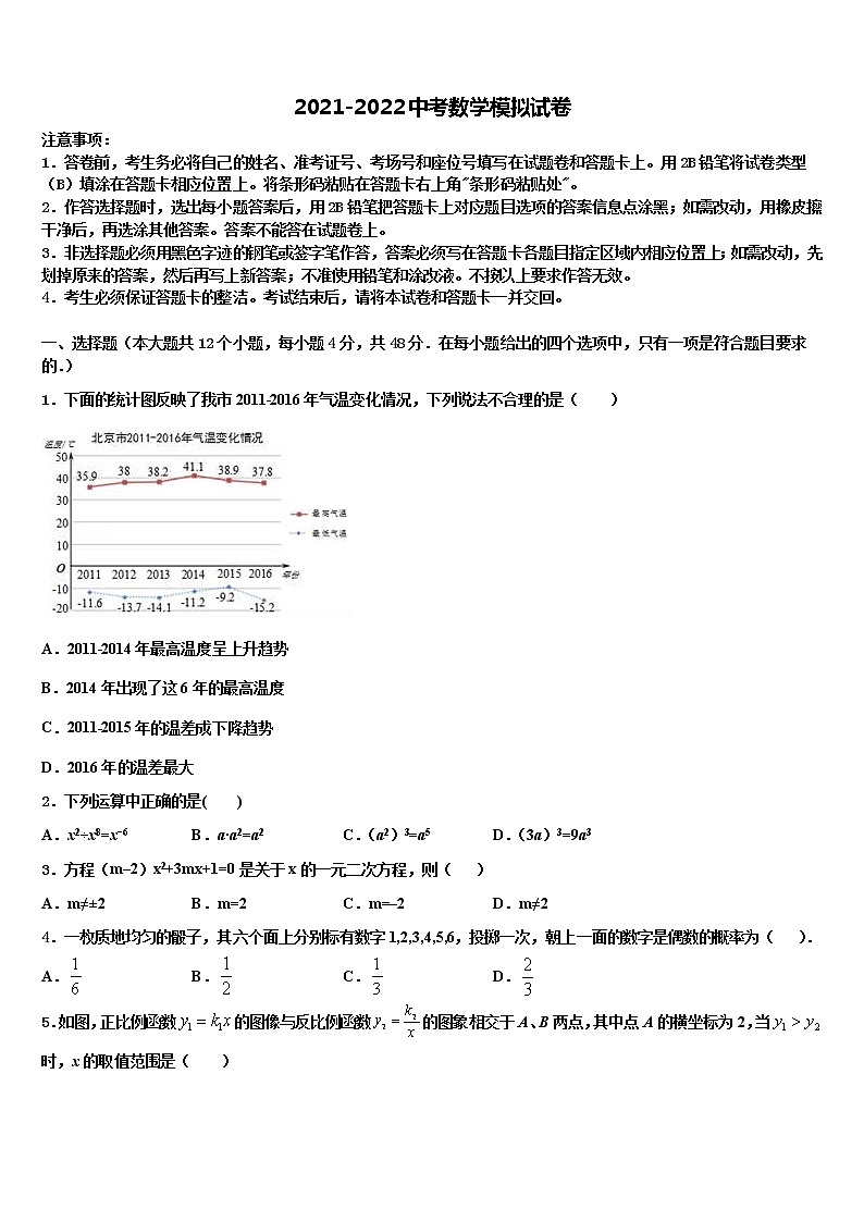 福建省福州仓山区七校联考2022年中考五模数学试题含解析01