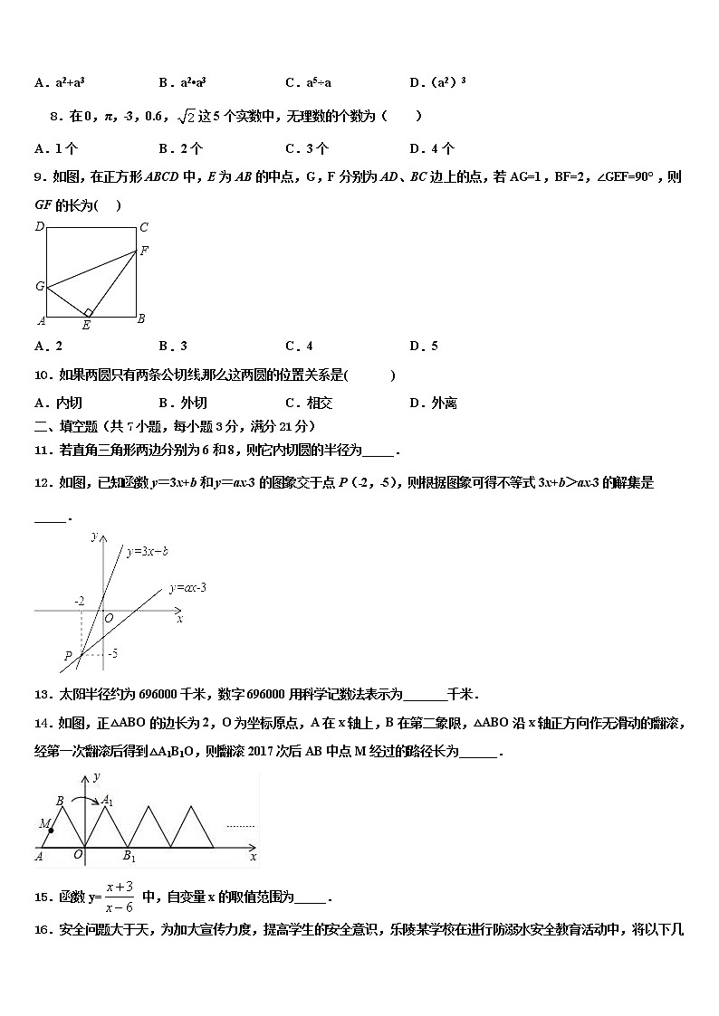 湖北省黄石市白沙片区重点名校2021-2022学年中考数学最后冲刺模拟试卷含解析02