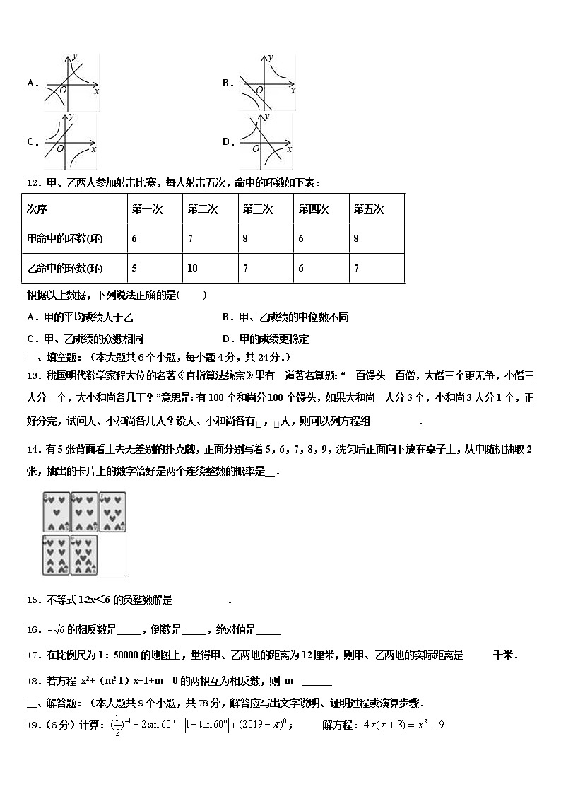 湖北省黄石市阳新一中卓越联盟2021-2022学年中考适应性考试数学试题含解析第3页