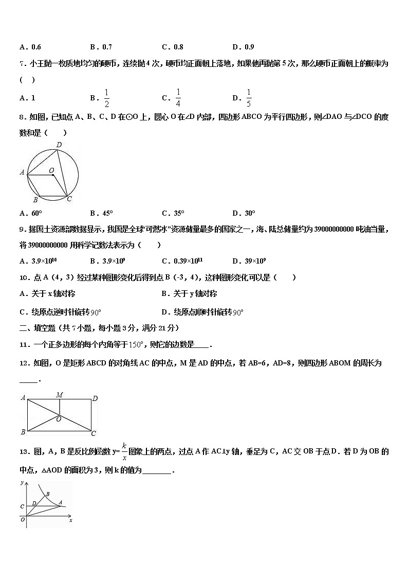 黑龙江省尚志市田家炳中学2022年中考五模数学试题含解析02