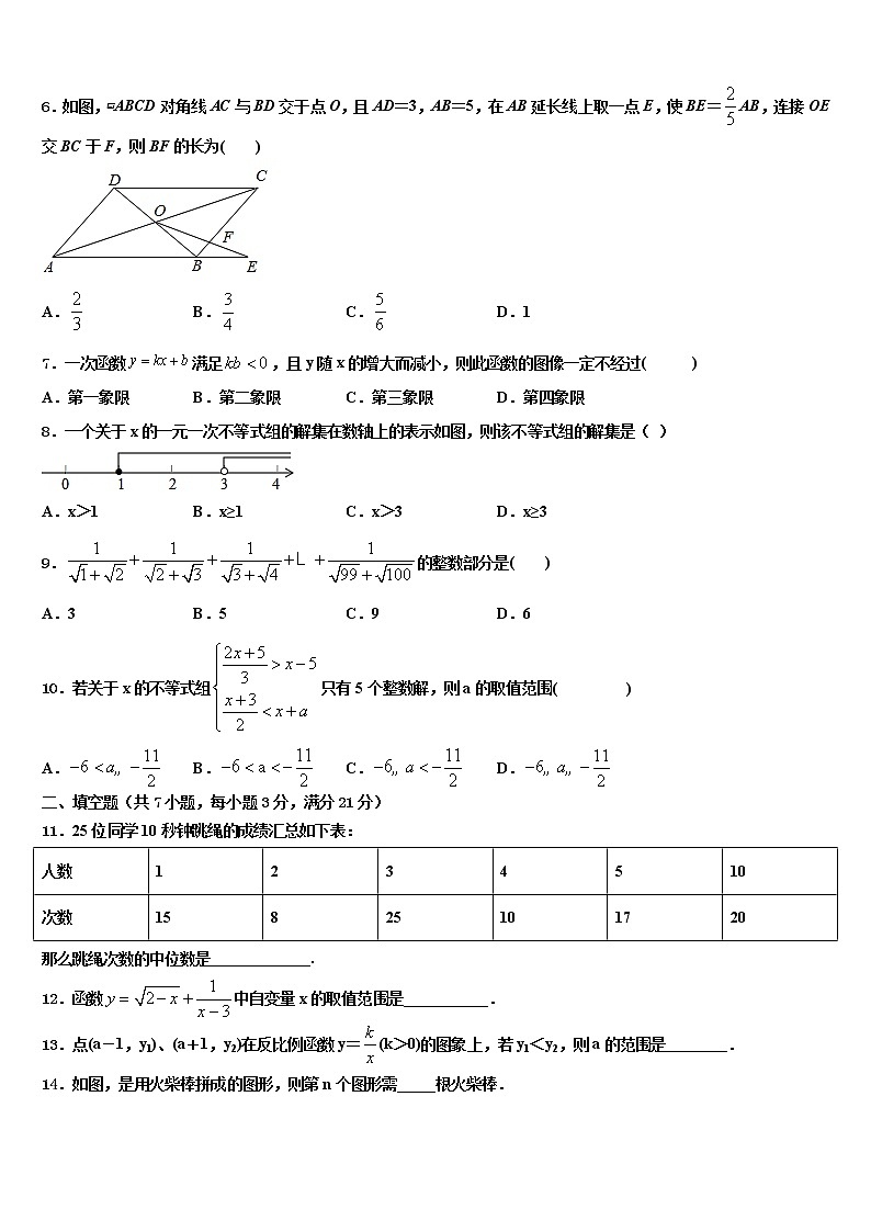 广西岑溪市重点达标名校2022年中考二模数学试题含解析02